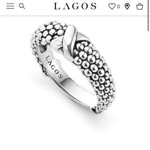 Lagos X Beaded Ring size 8. NO Lagos ring pouch. Polish cloth included